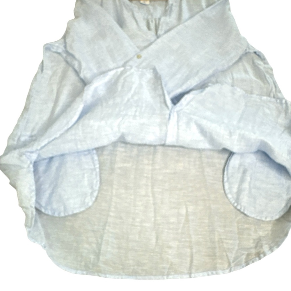 SIGRID OLSEN Classic Light Blue Oversized Linen Chambray Blouse w/ Pockets‎ XL - Picture 5 of 7
